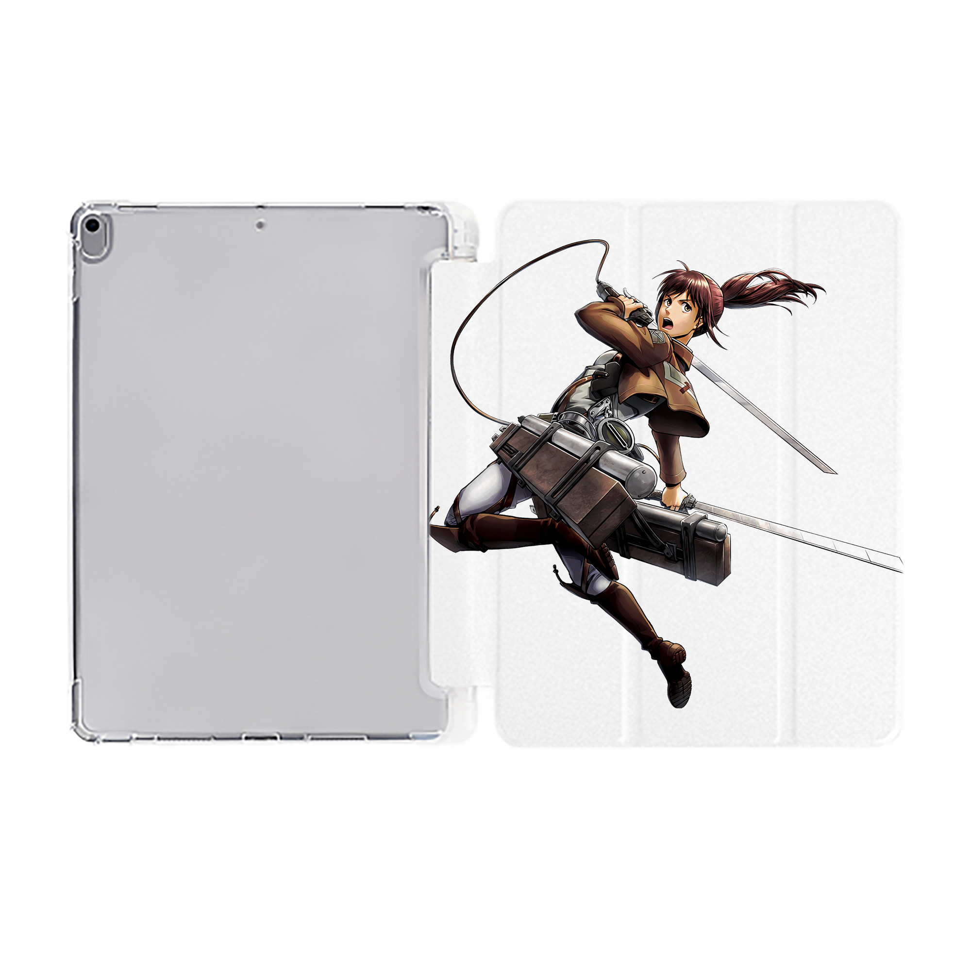 （画像用） 進撃の巨人 サシャ·ブラウス Attack on Titan Sasha Blaus IPad ケース ペン収納付き 三つ折りスタンド PUレザー×シリコン 対応機種9.5/10.5/10.9インチ